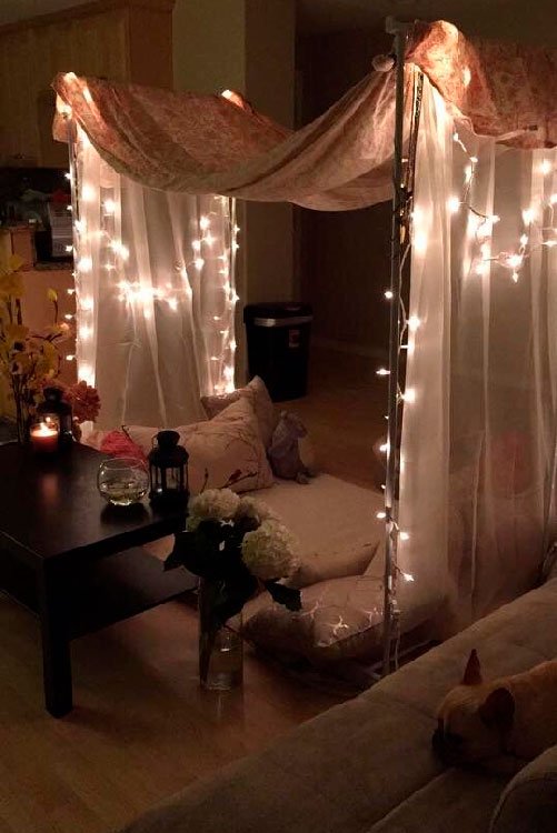 Romantic camp in the room