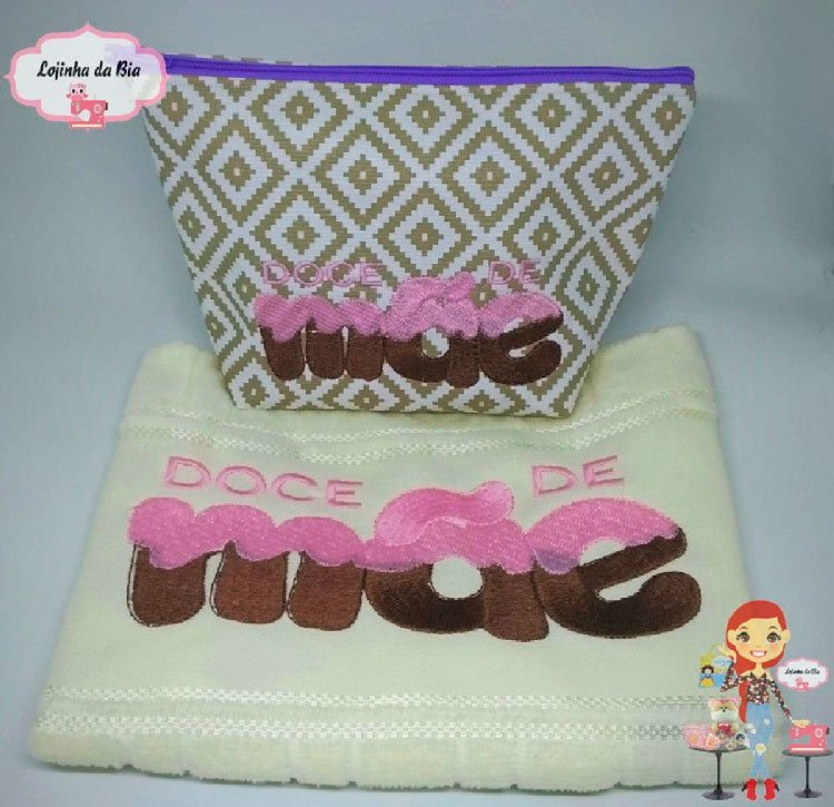 Mother embroidered towel and washcloth