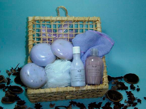 Basket with bath products for mom