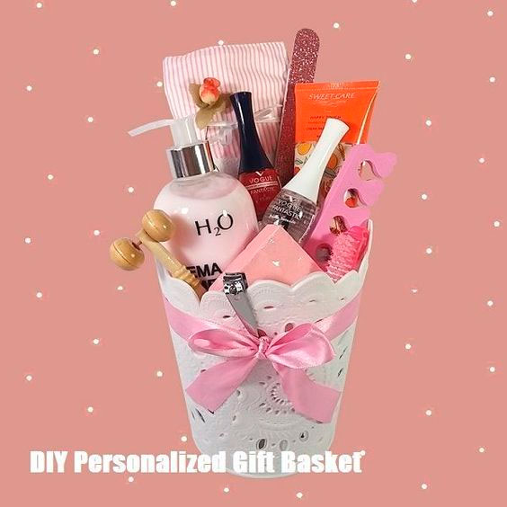 Basket with manicure kit for mom