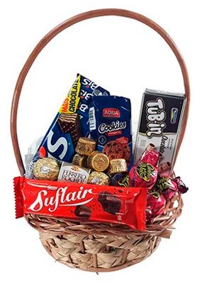 Basket of assorted chocolates for girlfriend