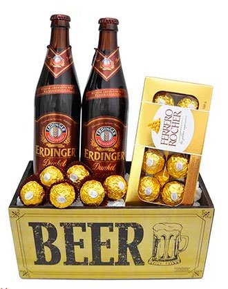 Gift chocolate and beer for girlfriend