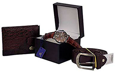 Gift wallet, belt and watch kit for friend