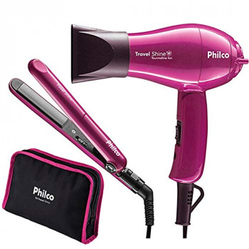 Hair dryer and flat iron kit for travel